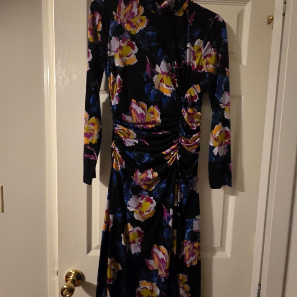 FLASH SALE- Maggy London Black Floral Long Sleeve Dress